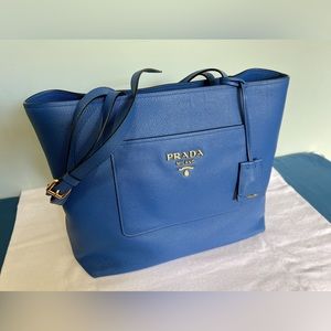 Authentic PRADA blue leather tote